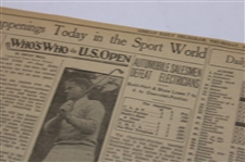 1929 Adrian Daily Telegram Bobby Jones 'Who's Who in U.S. Open' Newspaper Article