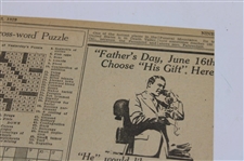 1929 Adrian Daily Telegram Bobby Jones 'Who's Who in U.S. Open' Newspaper Article