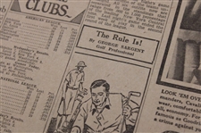 1929 Adrian Daily Telegram Bobby Jones 'Who's Who in U.S. Open' Newspaper Article