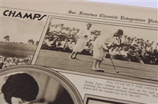 1925 San Francisco Chronicle Bobby Jones 'Wins Coveted Title' & 'Champ to Champ' Newspaper Article
