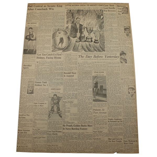 1935 Cleveland News Bobby Jones Little Acorn Grew To A Mighty Oak Newspaper Article