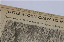 1935 Cleveland News Bobby Jones 'Little Acorn Grew To A Mighty Oak' Newspaper Article