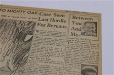 1935 Cleveland News Bobby Jones 'Little Acorn Grew To A Mighty Oak' Newspaper Article