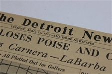 1930 Detroit News Bobby Jones 'Bob's Swing All Plotted Out for Golfers' Newspaper Article