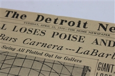 1930 Detroit News Bobby Jones 'Bob's Swing All Plotted Out for Golfers' Newspaper Article