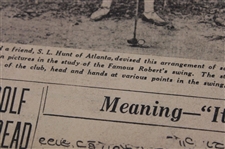 1930 Detroit News Bobby Jones 'Bob's Swing All Plotted Out for Golfers' Newspaper Article