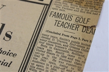 1930 Detroit News Bobby Jones 'Bob's Swing All Plotted Out for Golfers' Newspaper Article