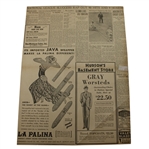 1930 Detroit News Bobby Jones 'Bob's Swing All Plotted Out for Golfers' Newspaper Article