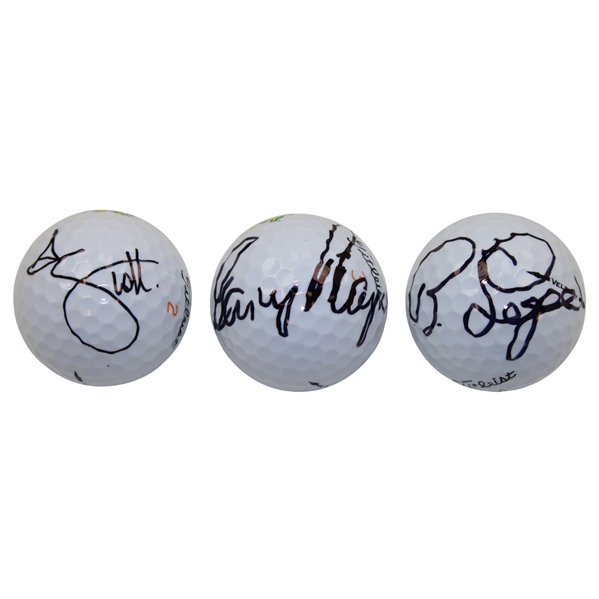 Scott, Langer & Player Signed Masters Logo Golf Balls JSA ALOA
