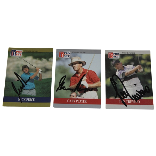 Player, Trevino & Price Signed Pro Set Trading Cards JSA ALOA