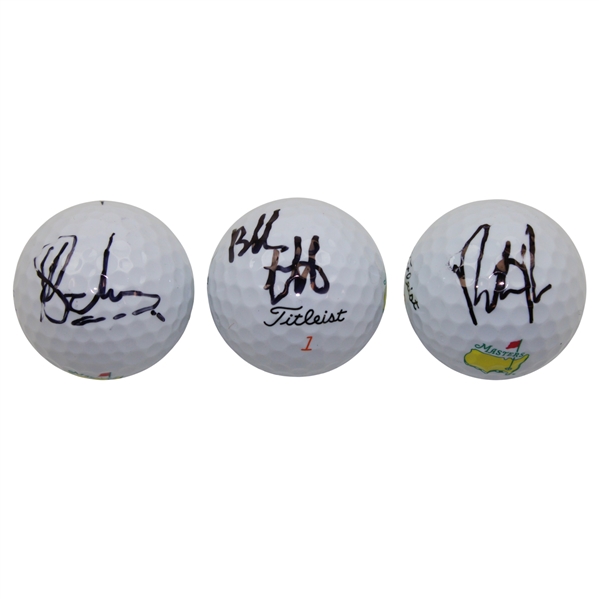 Watson, Reed & Schwartzel Signed Masters Logo Golf Balls JSA ALOA