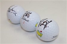 Watson, Reed & Schwartzel Signed Masters Logo Golf Balls JSA ALOA