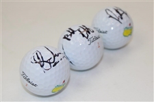 Watson, Reed & Schwartzel Signed Masters Logo Golf Balls JSA ALOA