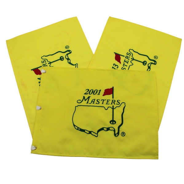 2001, 2013 & 2014 Masters Tournament Embroidered Flags - Woods, Scott & Watson Champs