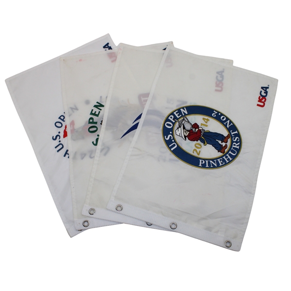 2014, 2015, 2016 & 2024 US Open Embroidered White Flags - Kaymer, Spieth, Johnson & Dechambeau