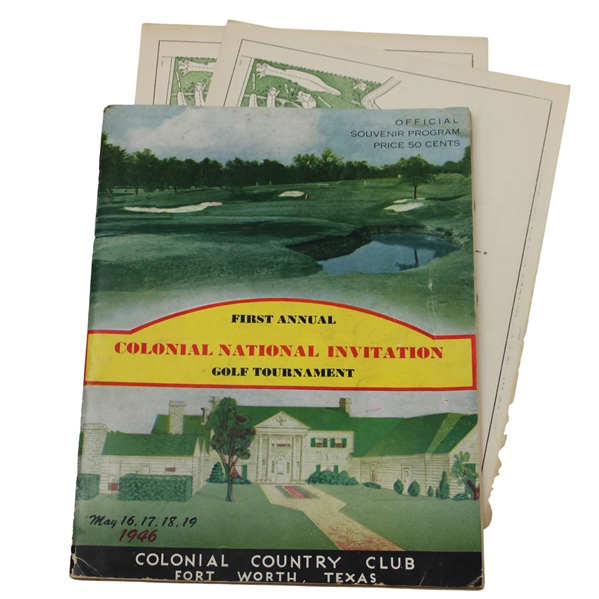 Demaret & Others Signed 1946 Colonial National Inv. 1st Annual Program w/Pairing Sheets - Ben Hogan Win JSA ALOA