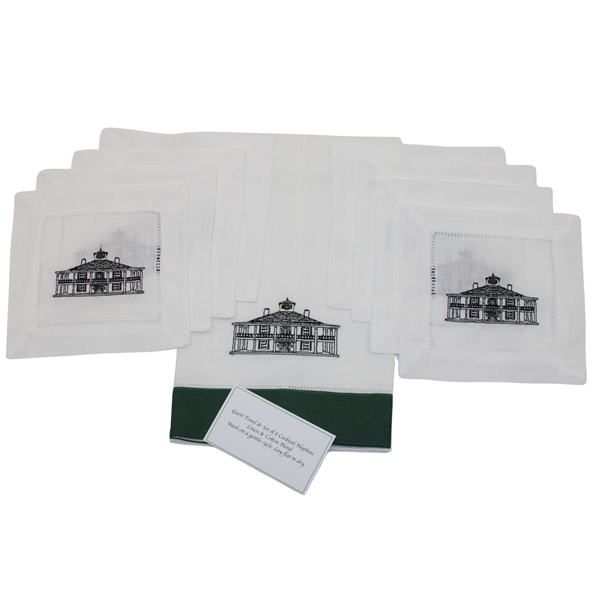 Augusta National Golf Club Guest Towel & Set of (8) Linen Cocktail Napkins