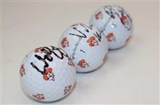 Viktor Hovland, Matt Wolff & Rickie Fowler Signed Oklahoma State Logo Golf Balls JSA ALOA