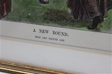 1903 Punch or the London Charivari 'A New Round' Miss 1903 Drives Off by Partridge - Jan. 7th - Framed