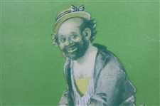 1903 Hobo Clown Golfing on Vibrant Green Matting by R. Hill - Framed