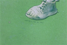 1903 Hobo Clown Golfing on Vibrant Green Matting by R. Hill - Framed
