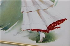 1908 Lady Golfer in Red Coat Lithograph by Maud Strumm - Copyright The Gray Lithograph