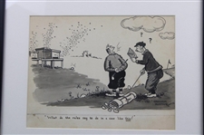 1934 'What do the Rules….like this! Matted Original Art Work by Graham Hunter - Framed
