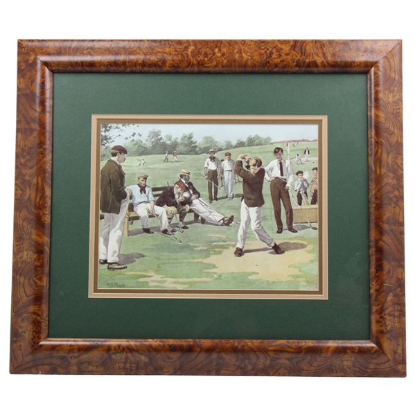 At The Seventh Tee Double Matted Print by A.B. Frost - Framed