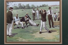 At The Seventh Tee' Double Matted Print by A.B. Frost - Framed