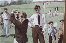 At The Seventh Tee' Double Matted Print by A.B. Frost - Framed
