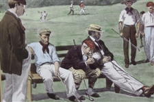 At The Seventh Tee' Double Matted Print by A.B. Frost - Framed