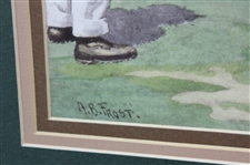 At The Seventh Tee' Double Matted Print by A.B. Frost - Framed