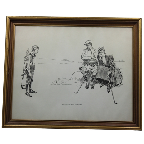 Vintage “Is a Caddie always Necessary” Gibson Print - Framed