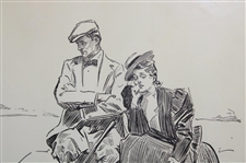 Vintage “Is a Caddie always Necessary” Gibson Print - Framed