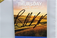 Brooks Koepka 2017 US Open at Erin Hills Embroidered Flag & Gallery Ticket - Framed JSA ALOA