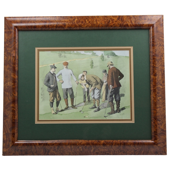 Gentlemen Putting Double Matted Print by A.B. Frost - Framed