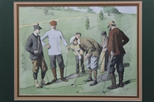 Gentlemen Putting' Double Matted Print by A.B. Frost - Framed