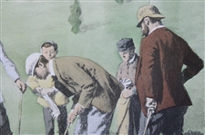 Gentlemen Putting' Double Matted Print by A.B. Frost - Framed