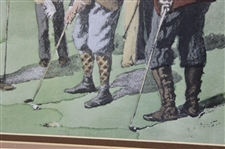 Gentlemen Putting' Double Matted Print by A.B. Frost - Framed