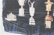 Tiger Woods with Major Championship Trophies 20x21 Color Giclee - Tiger Woods Foundation