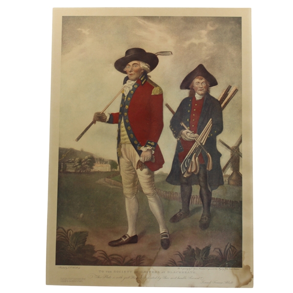 c.Early 1900s To The Society of Golfers at Blackheath Colored Engraving - Framed