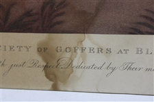 c.Early 1900's 'To The Society of Golfers at Blackheath' Colored Engraving - Framed