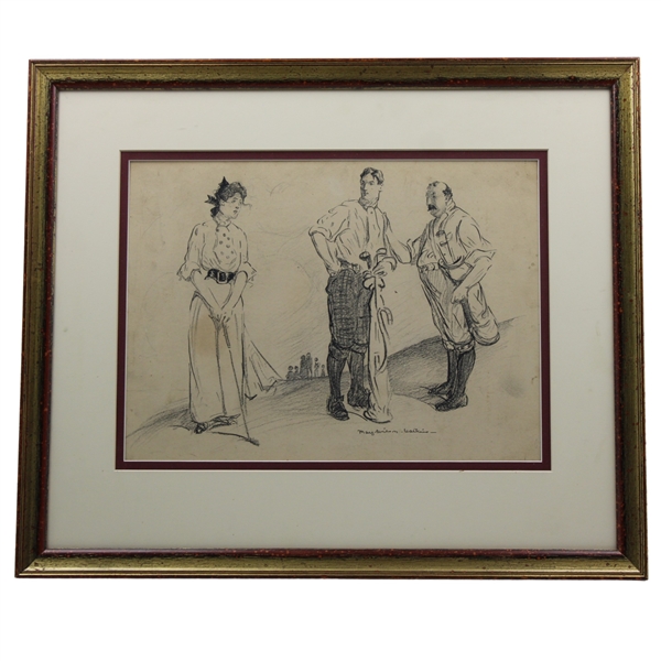 Original Golf Art Work by Artist Mary (May) Wilson Watkins Preston - Framed