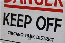 Classic Chicago Park District Golf 'Danger - Keep Off' Large Metal Sign 
