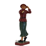Classic Post-Swing Lady Golfer Wood Statue w/Replaced Club - Unmarked