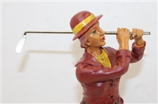 Classic Post-Swing Lady Golfer Wood Statue w/Replaced Club - Unmarked