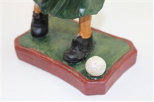 Classic Post-Swing Lady Golfer Wood Statue w/Replaced Club - Unmarked