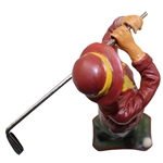 Classic Post-Swing Lady Golfer Wood Statue w/Replaced Club - Unmarked