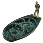 Golfer Putting Emerald Green Ceramic Ashtray in Excellent Condition - Made in America