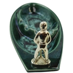 Golfer Putting Emerald Green Ceramic Ashtray in Excellent Condition - Made in America